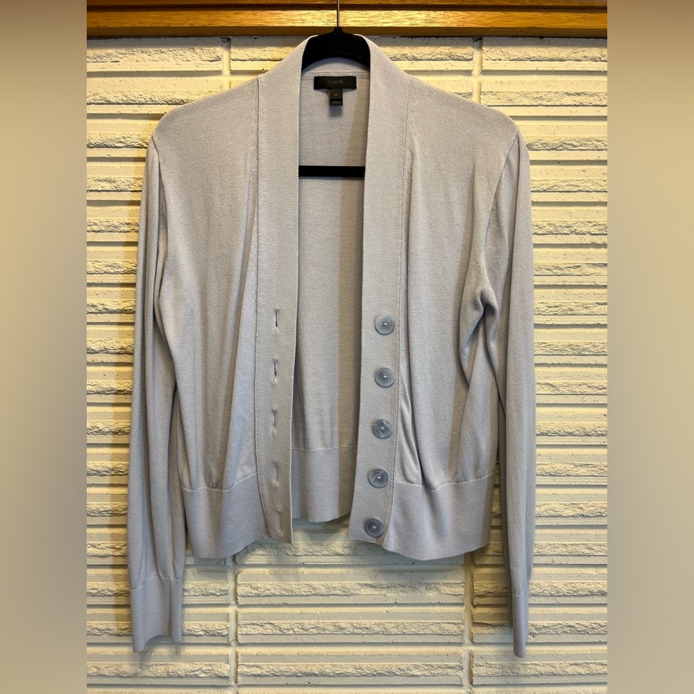 J. Crew Crop Cardigan Light Blue Medium